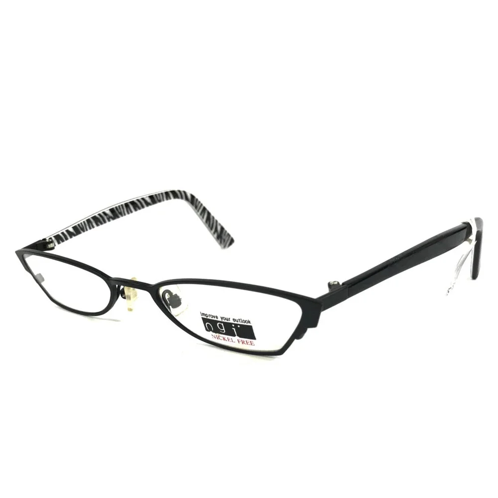 ogi Petite Eyeglasses Frames 9019 COL. 10 Black White Cat Eye Full Rim 48-18-135